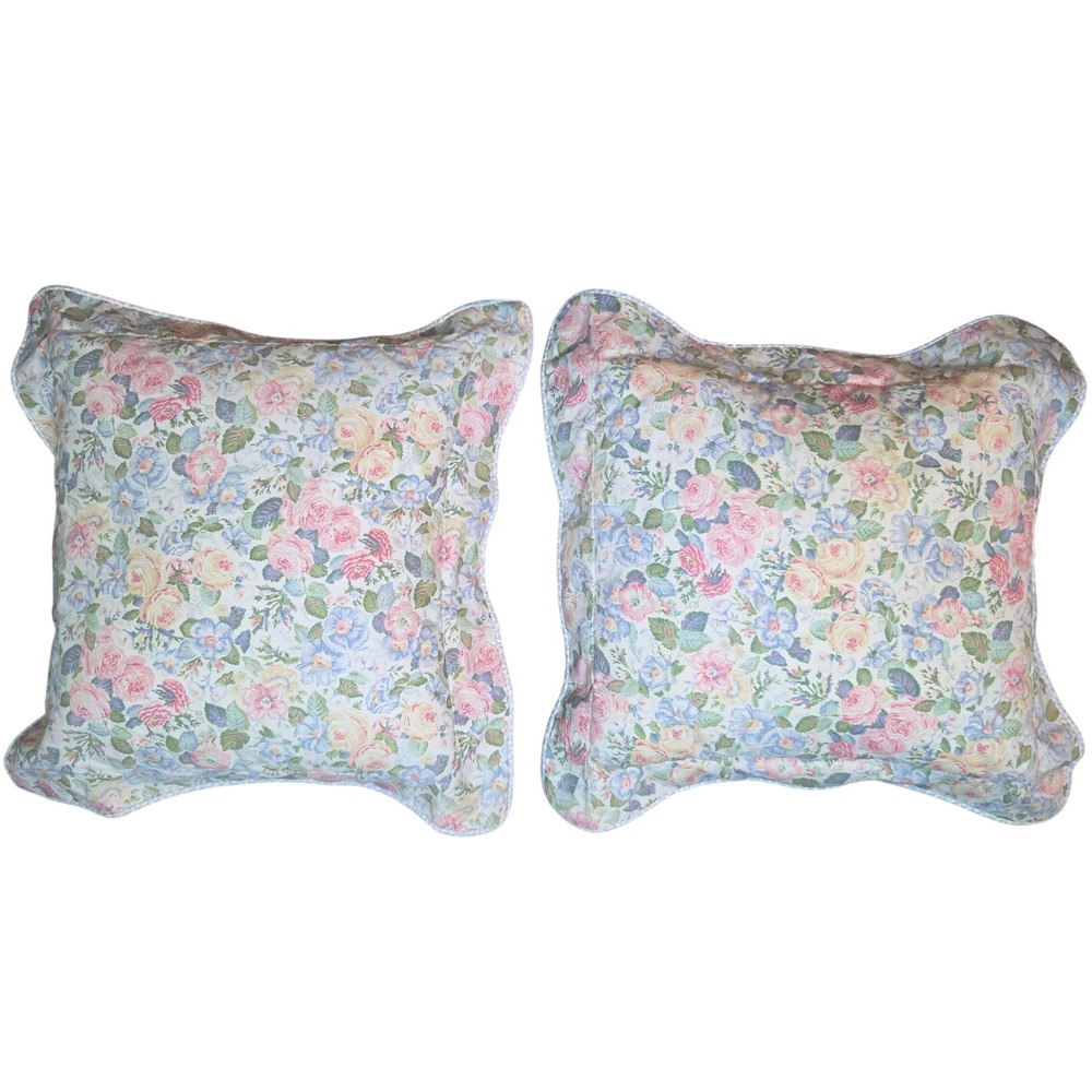 Vtg Laura Ashley Sycamore Quartet Floral 2 Throw Pillow Covers 14x14" Pillows